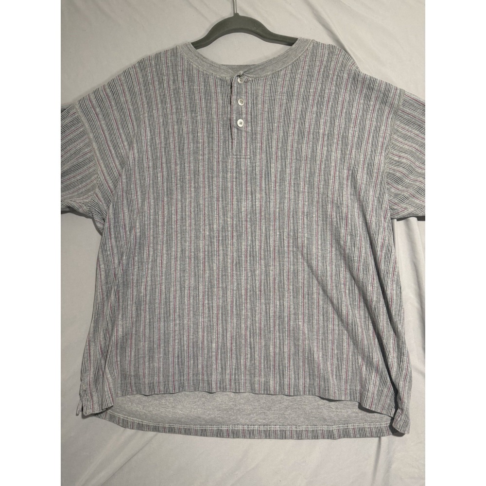 Basic equipment clothing brand, vertical striped 3 button ss t-shirt, men's 2x‎